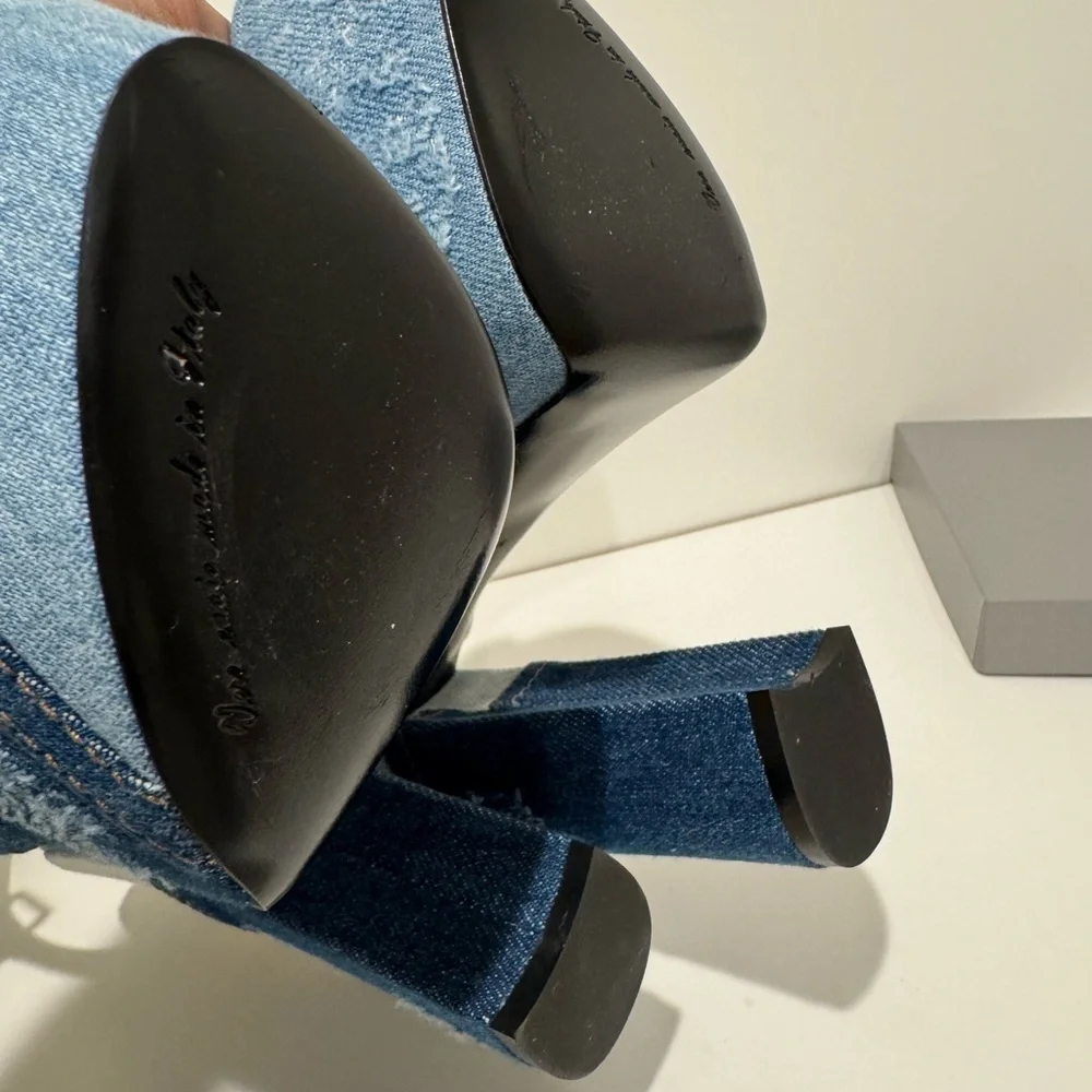 Dolce & gabana patchwork Denim Platform Sandals size 38.5 - Picture 9 of 13